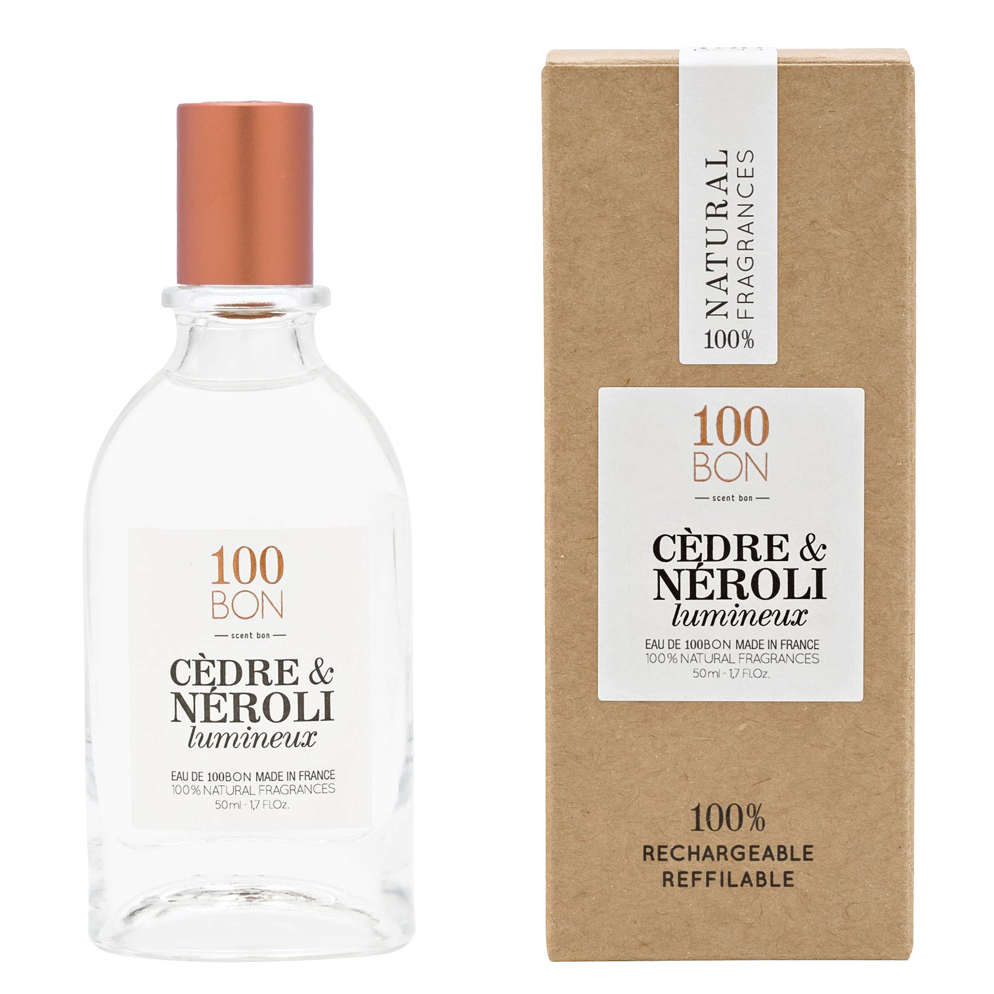 100BON Cedre & Neroli Lumineux Unisex Fragrance – Neroli & Cedar Fragrance for Women & Men – Soothing Organic Fragrance with Sensual, Light & Woody Fragrance - 100% Natural Fragrance Sp